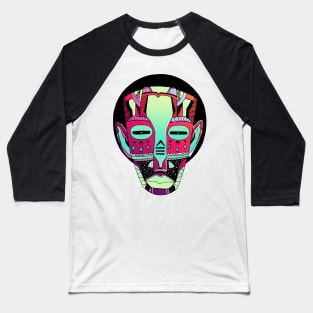 Blue Red Blend African Mask No 3 Baseball T-Shirt